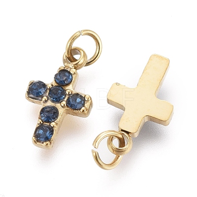 316 Surgical Stainless Steel Tiny Cross Charms STAS-F256-023B-G-1