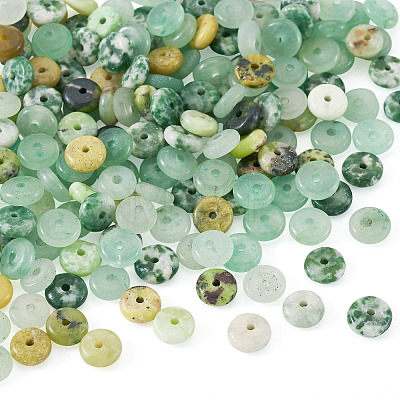 180Pcs 4 Styles Natural Serpentine Jade & Green Aventurin & Green Spot Jasper Beads G-TA0003-08B-1