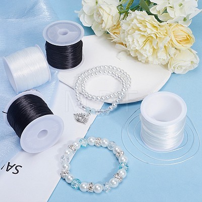 SUNNYCLUE 2 Rolls 2 Colors Flat Elastic Crystal String EW-SC0001-04-1