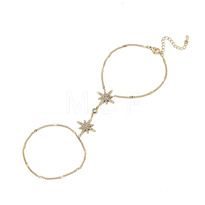 Summer 304 Stainless Steel Crystal Rhinestone Star Link Hand Chain Ring Bracelets for Women SA-CBAAE04-02G-1