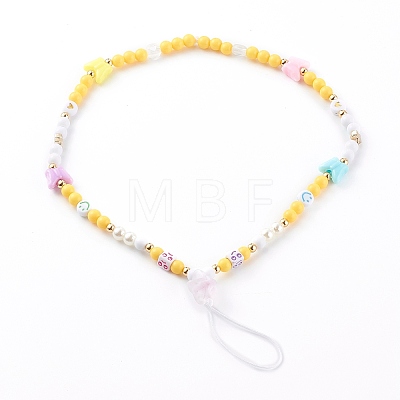 Colorful Acrylic Beaded Mobile Straps HJEW-JM00459-1