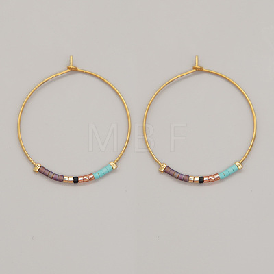 Bohemian Handmade Glass Seed Beads Hoop Earrings AM1646-3-1