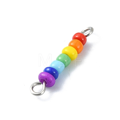Chakra Glass Seed Beaded Connector Charms PALLOY-JF02530-01-1