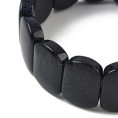 Synthetic Blue Goldstone Beads Stretch Bracelets for Women Men BJEW-I323-02R-1