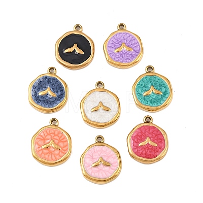 304 Stainless Steel Enamel Pendants STAS-P425-01G-03-1