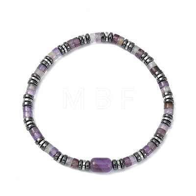 Non-magnetic Synthetic Hematite & Natural Gemstone Beads Stretch Bracelets for Women Men BJEW-JB13808-1