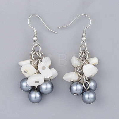 Glass Pearl Dangle Earrings EJEW-JE03185-1