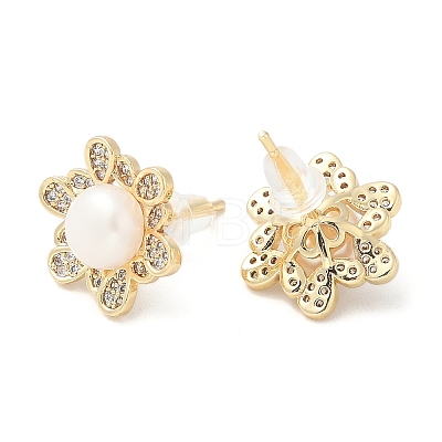 Natural Pearl Ear Studs EJEW-P285-03G-1