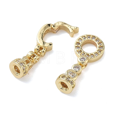 Ring Brass Micro Pave Clear Cubic Zirconia Fold Over Clasps KK-Z143-21G-1