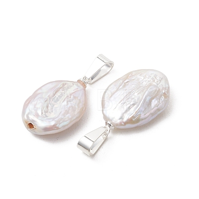 Natural Nucleated Baroque Keshi Pearl Pendants PALLOY-JF05470-03-1