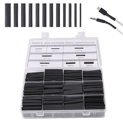 650Pcs PE Plastic Insulating Heat Shrink Tubing FIND-WH0816-218-1