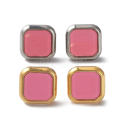 6 Pair 2 Color Square Acrylic Stud Earrings EJEW-A024-03A-1