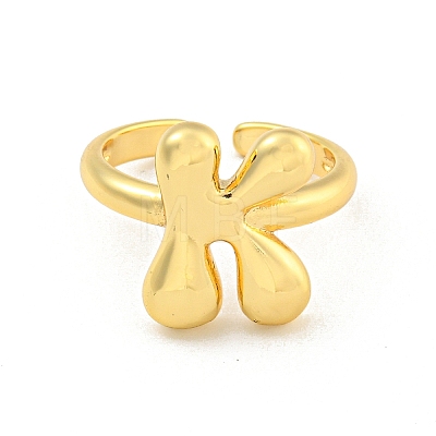 Brass Letter Open Cuff Rings for Women RJEW-G313-01K-G-1