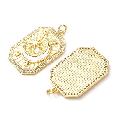 Brass Micro Pave Clear Cubic Zirconia Pendants KK-CBADE12-02B-G-1