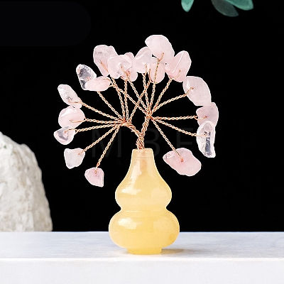 Natural Rose Quartz Chips Tree of Life Decorations PW-WGCDFFC-03-1