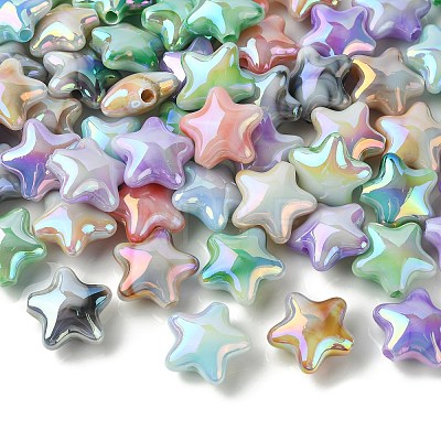 70Pcs UV Plating Rainbow Iridescent Acrylic Beads PACR-CJ0001-30-1