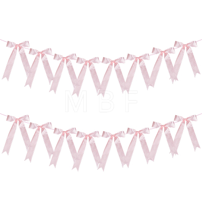 Polyester Bowknot Hanging Banner OFST-WH0004-121B-1