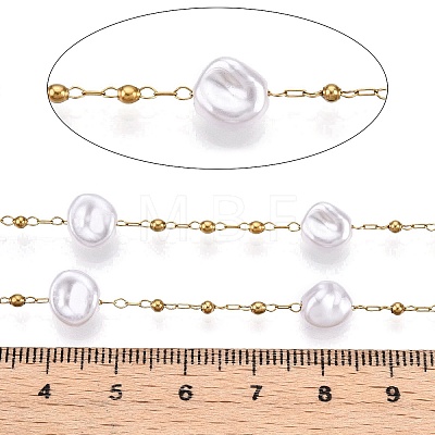 Handmade ABS Plastic Imitation Pearl Beads Chains CHS-T006-07G-1