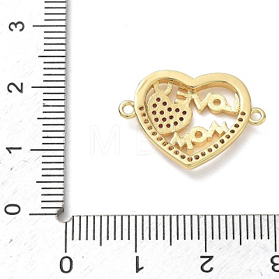 Mother's Day Brass Micro Pave Cubic Zirconia Connector Charms CU-CBAC7ED-01A-G-1