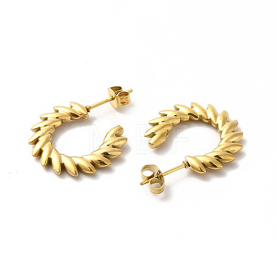 Ion Plating(IP) 304 Stainless Steel Leafy Branch Wrap Stud Earrings for Women EJEW-K243-05G-1