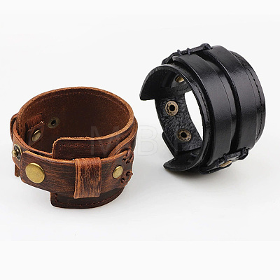1Pc Cowhide Cord Wide Cord Bracelets BJEW-CL0001-07B-1