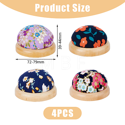DICOSMETIC 4Pcs 4 Style Flower Pattern Japanese Style Cotton & Cloth Needle Pin Cushions DIY-DC0001-98-1