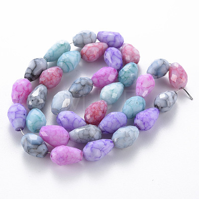 Opaque Baking Painted Crackle Glass Beads Strands EGLA-T008-17F-1