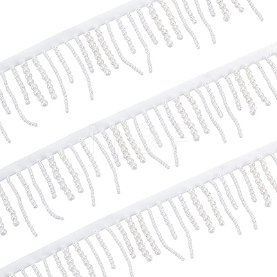 2 Yards Plastic Imitation Pearl & Polyester Beaded Trim Garland Strand OCOR-CY0004-08-1