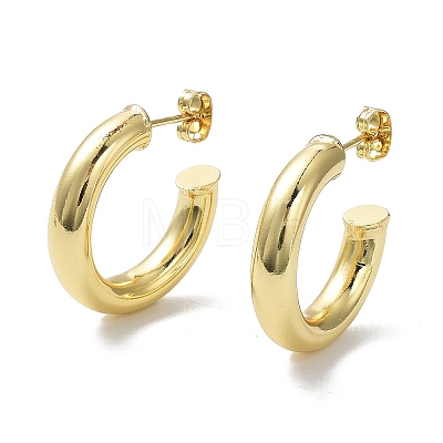 Rack Plating Brass Ring Stud Earrings EJEW-R155-01G-1