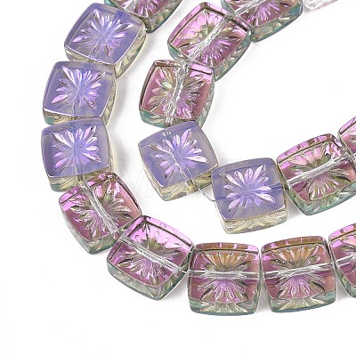 Electroplate Transparent Glass Beads Strands X-EGLA-N017-03F-1