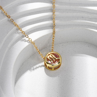 Brass Pave Cubic Zirconia Birth Stone Constellation Pendant Cable Chain Necklaces LS-NJEW-D334-01G-08-1