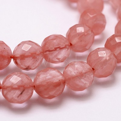 Cherry Quartz Glass Beads Strands X-G-D840-43-6mm-1