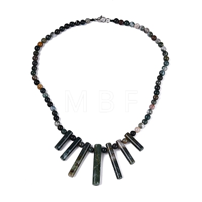 Natural Indian Agate Round Beaded Fan Bib Necklaces NJEW-N064-04D-1