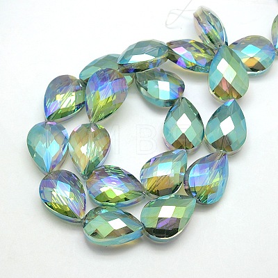 Electroplate Crystal Glass Teardrop Beads Strands EGLA-F067B-03-1