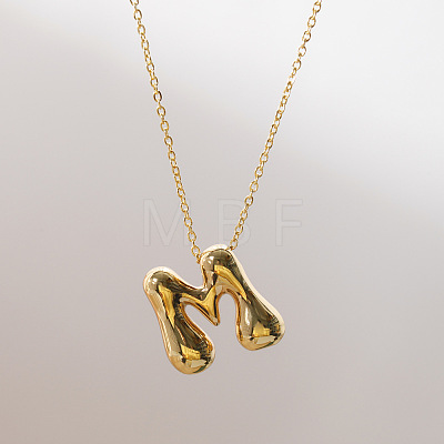 Brass Chunky Initial Pendant Necklaces WG97A63-13-1