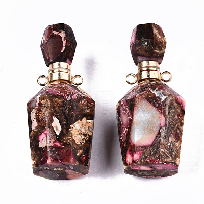 Assembled Synthetic Bronzite and Imperial Jasper Openable Perfume Bottle Pendants G-S366-058F-1