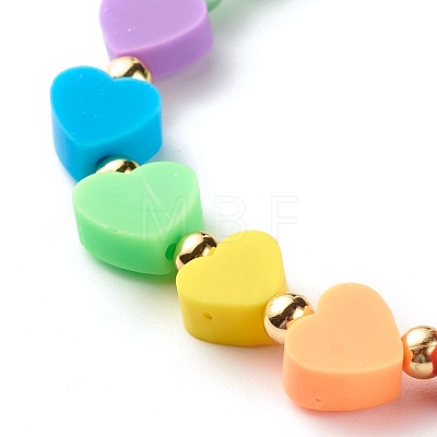 Heart Beads Stretch Bracelet for Girl Women BJEW-JB07184-1