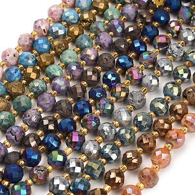 Electroplated Natural Druzy Geode Crystal Beads Strands G-F833-P01-10mm-1