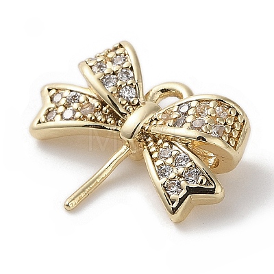 Brass Micro Pave Clear Cubic Zirconia Charms KK-G491-15G-1