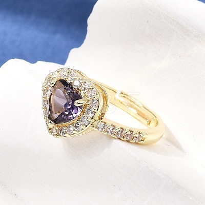 Brass Micro Pave Clear Cubic Zirconia Cuff Open Rings CU-CBA5C10-13G-1