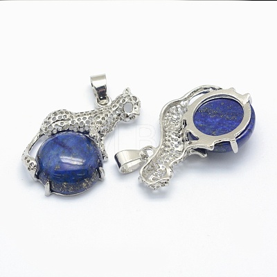 Natural Lapis Lazuli Pendants KK-E757-C-04P-1