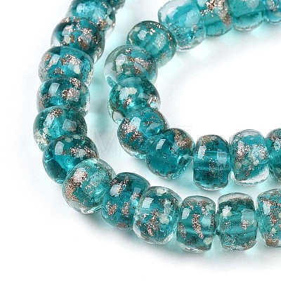 Luminous Handmade Gold Foil Glass Beads Strands FOIL-N029-02A-05-1