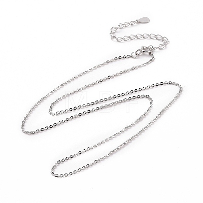 Anti-Tarnish Rhodium Plated 925 Sterling Silver Cable Chains Necklace for Women STER-I021-09P-1