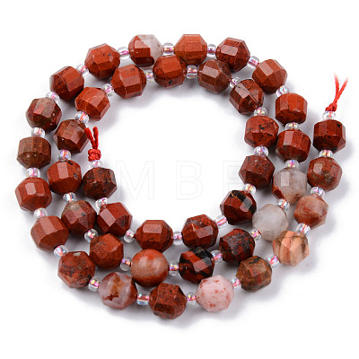 Natural Red Jasper Beads Strands G-R482-24-8mm-1