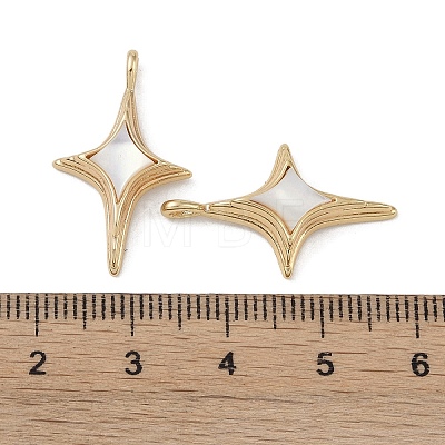 Brass Pave Shell Pendants KK-G497-09G-1