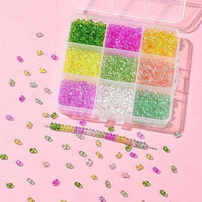 90g 9 Colors Baking Paint Glass Seed Beads SEED-YW0002-51A-1