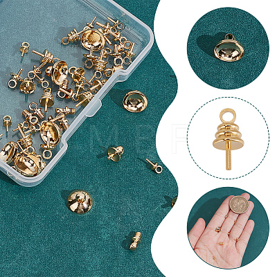 60pcs 6 styles Brass Cup Pearl Peg Bails Pin Pendants FIND-AR0005-35-1