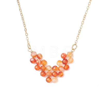 3Pcs 3 Styles Natural Green Aventurine & Amethyst & Carnelian Faceted Round Beaded Arrow Pendant Brass Cable Chain Necklaces NJEW-TA00207-1
