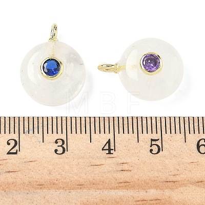 Natural Quartz Crystal Flat Round Pendants G-H318-01G-12-1