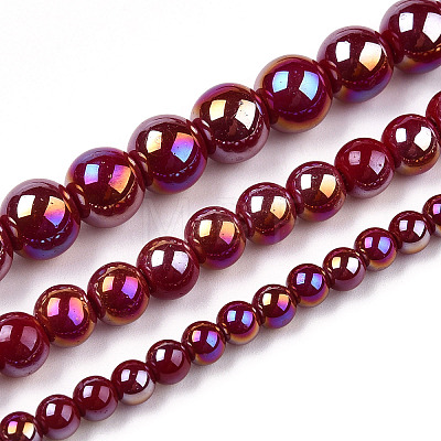 Electroplate Opaque Glass Beads Strands GLAA-T032-P6mm-AB05-1